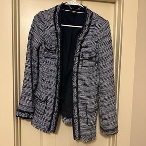 White House Black Market navy tweed jacket